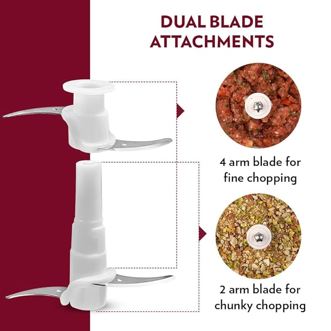 300 Watts Electric Chopper for Kitchen, Twin Blade Technology, 600 ml 'chop-n-store' plastic bowl with lid, Vegetable Chopper, Cutter, Chop, Mince, Dice, Whisk, Blend