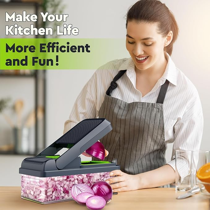 12-in-1 Vegetable Chopper, 7 Blade Veggie Chopper, Practical