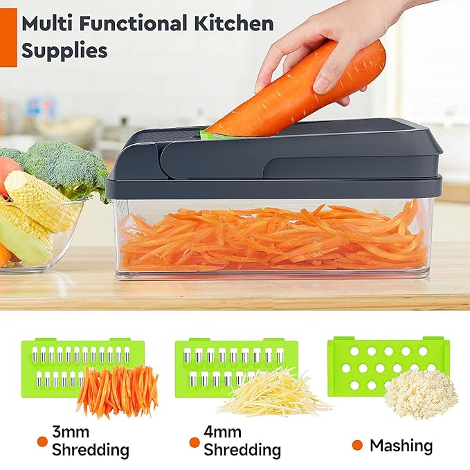 12-in-1 Vegetable Chopper, 7 Blade Veggie Chopper, Practical