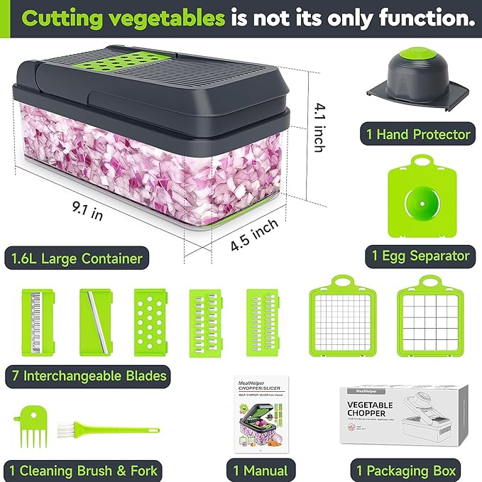 12-in-1 Vegetable Chopper, 7 Blade Veggie Chopper, Practical