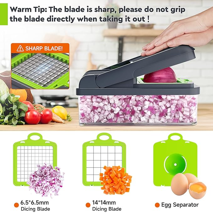 12-in-1 Vegetable Chopper, 7 Blade Veggie Chopper, Practical