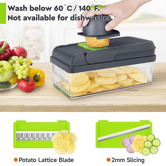 12-in-1 Vegetable Chopper, 7 Blade Veggie Chopper, Practical