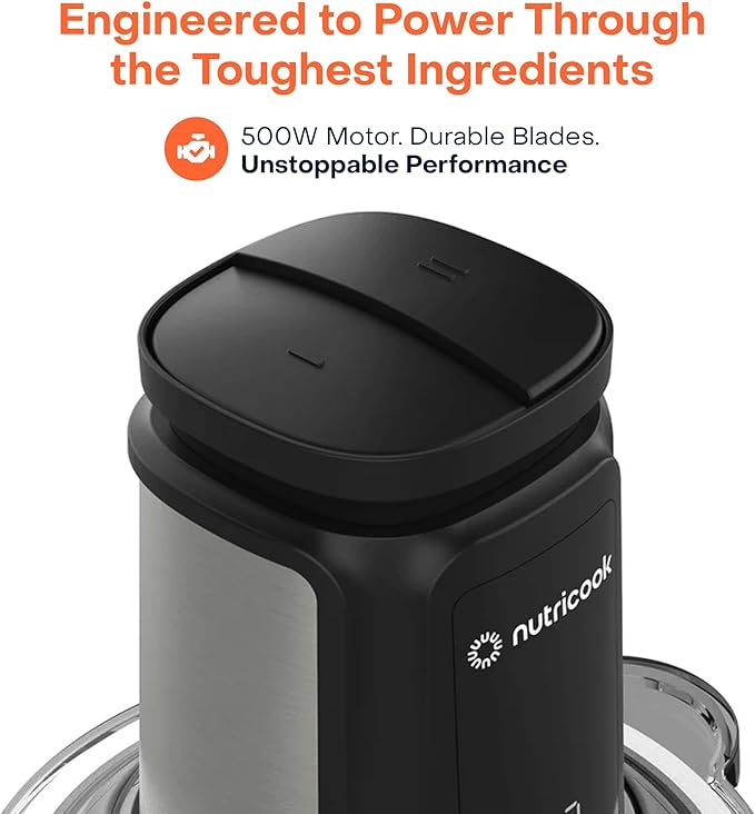 KitchenHub 2+2 L XXL Glass & SS Chopper and Mincer,500W - Pulse & 2 speeds, 2-Removable 4 SS -Blade for Chopping, Ice Crushing, Meat Mincing, Grinding, Pureeing & more - BLk, 2 Yr Warranty
